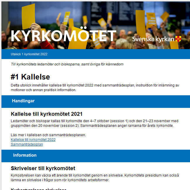 Utskick 1, 2022, Kallelse