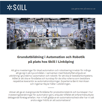 Välkommen på utbildning i automation och robotik