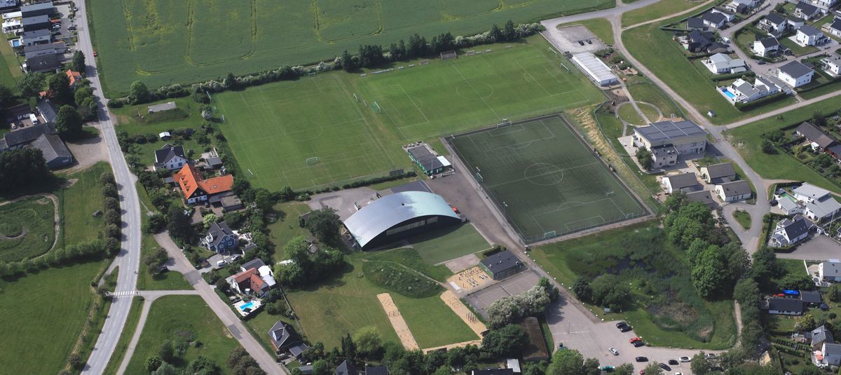 Flygbild över Glumslövs IP