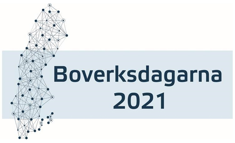 Illustration av Sverige med linjer och prickar. Boverksdagarna 2021 i skrift. Illustration: Jenny Lilja/Boverket