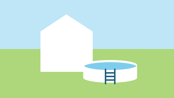 illustration hus med pool