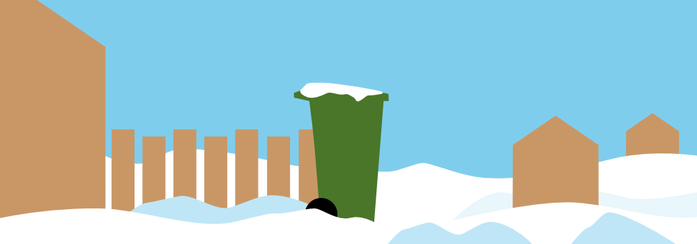 illustration sopkärl i snö